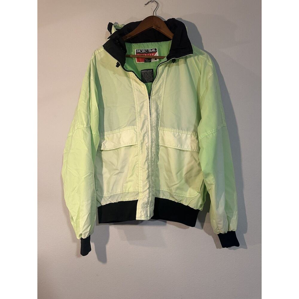 Vintage Pacific Trail Charger Green & Black Hooded Windbreaker Size Medium